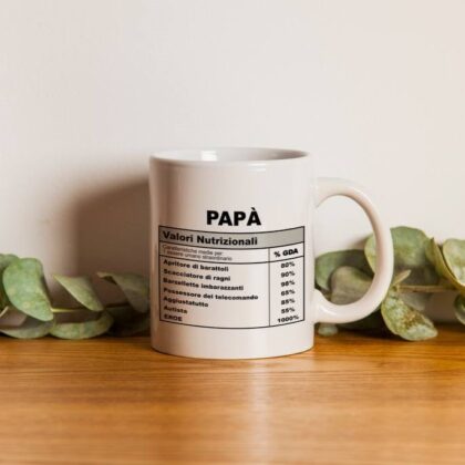 Tazza con tabella valori nutrizionali per un papà speciale