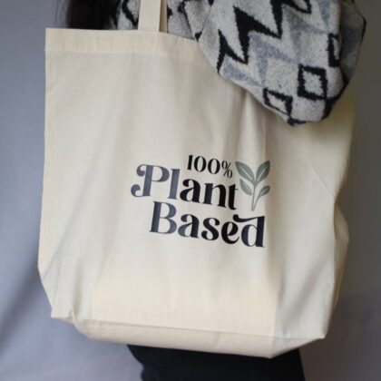 Tote bag con grafica "100% Pland Based"